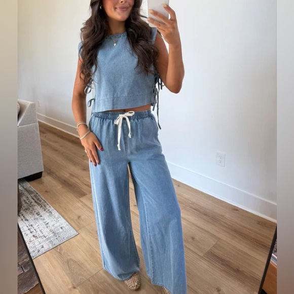 Noa Boa Pants - Cloud Wash Denim Set